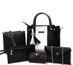 Luxury 5-Piece Black Handbag Set - Pakistani Elegance
