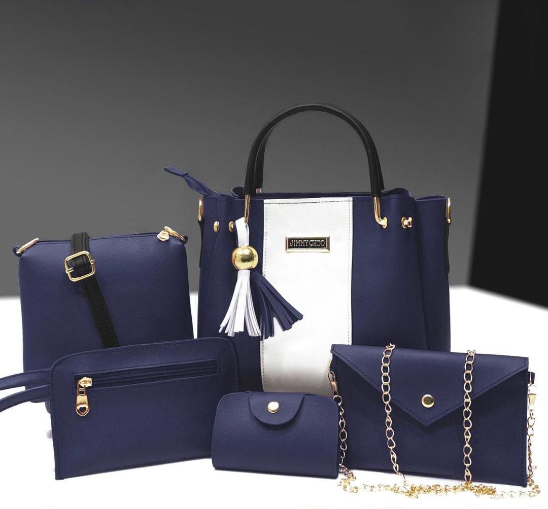 Luxury 5-Piece Black Handbag Set - Pakistani Elegance