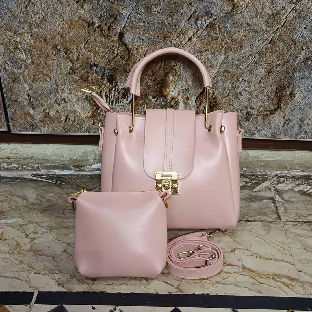 Women's PU Leather Plain Hand Bag Set