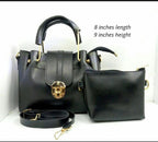 Women's PU Leather Plain Hand Bag Set