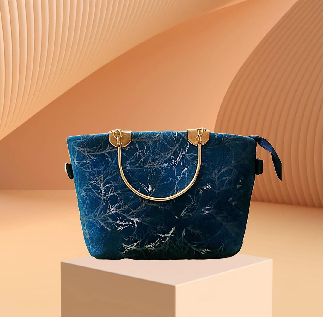 Stylish Blue Branch Pattern Handbag – Pakistani Elegance