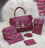 Stylish Faux Leather Hand Bag Set for Girls - 5 Pcs Collection