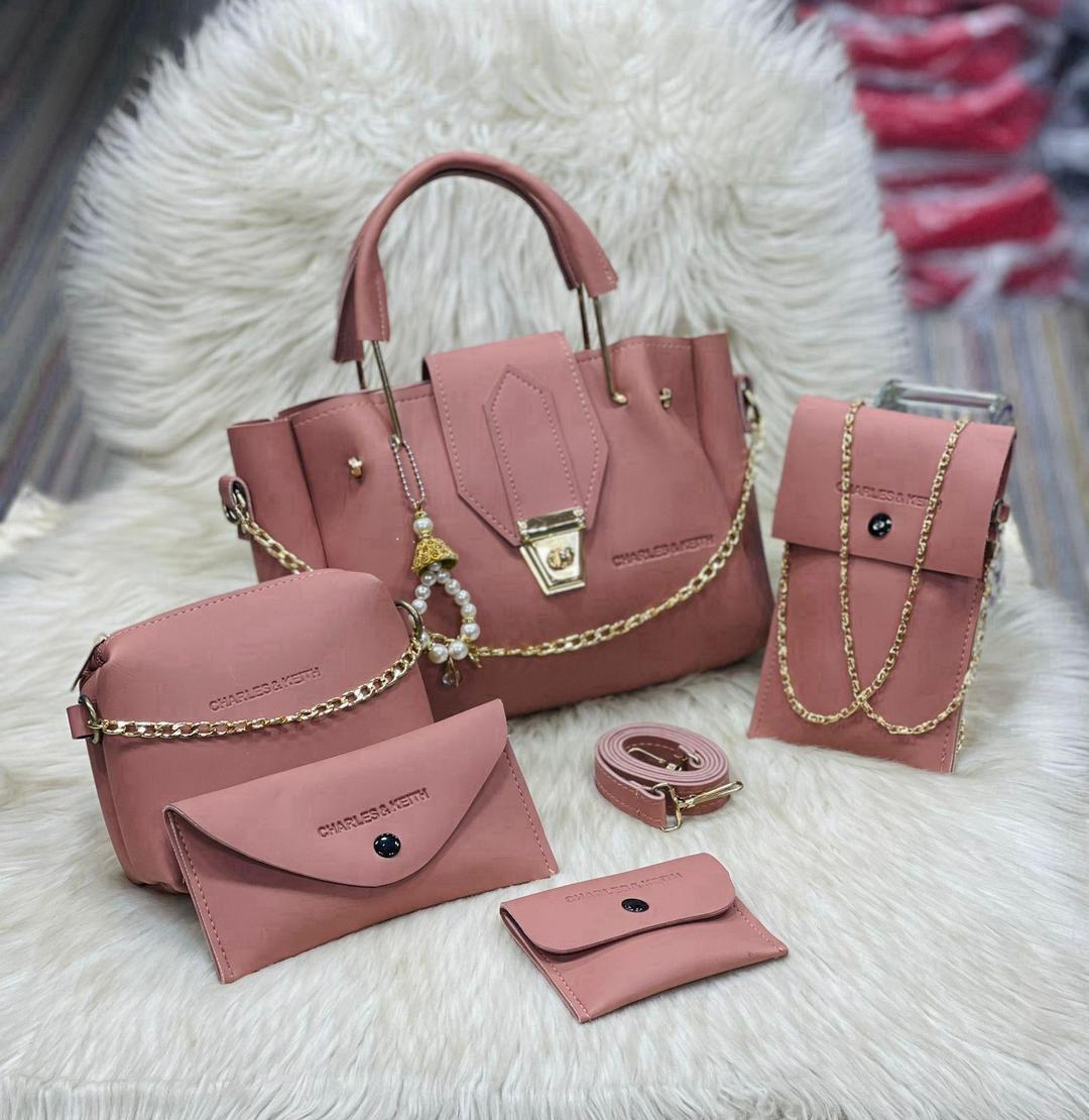 Stylish Faux Leather Hand Bag Set for Girls - 5 Pcs Collection