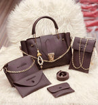 Stylish Faux Leather Hand Bag Set for Girls - 5 Pcs Collection