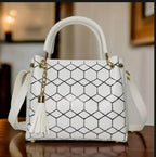 Women’s PU Leather Shoulder Bag – Stylish Printed Design with Tassel Charm