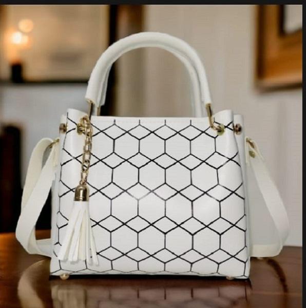 Women’s PU Leather Shoulder Bag – Stylish Printed Design with Tassel Charm