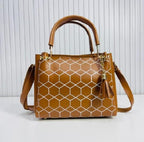 Women’s PU Leather Shoulder Bag – Stylish Printed Design with Tassel Charm