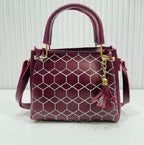 Women’s PU Leather Shoulder Bag – Stylish Printed Design with Tassel Charm