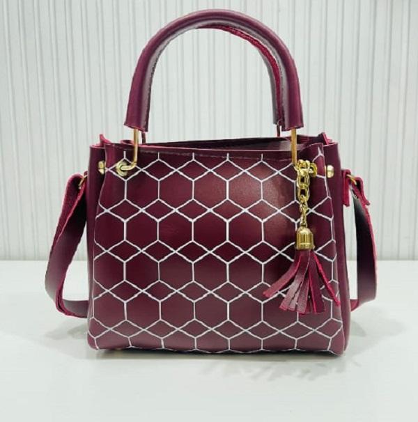 Women’s PU Leather Shoulder Bag – Stylish Printed Design with Tassel Charm