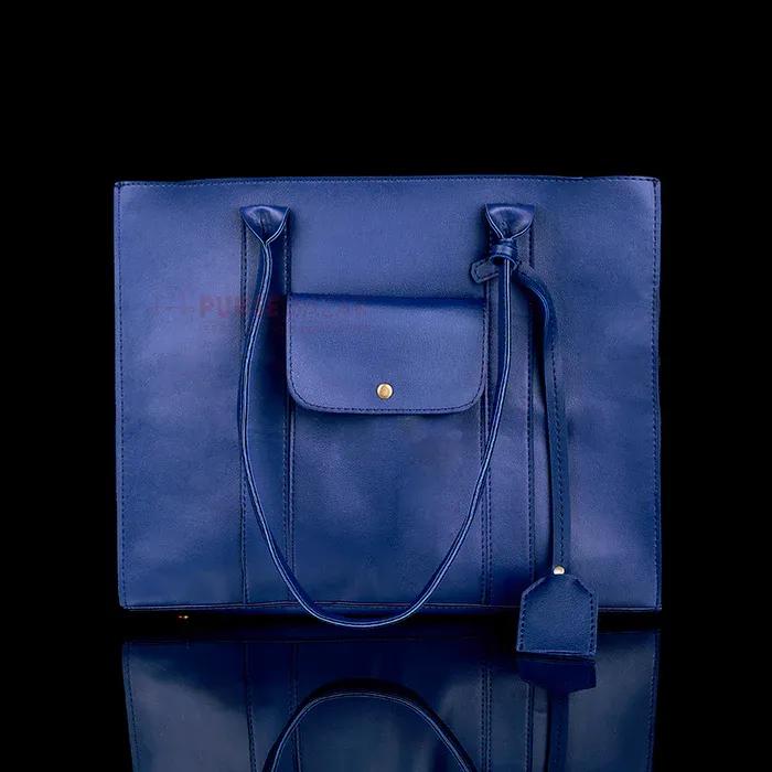 Pull & Bear Black Faux Leather Tote Bag with Front Pocket, Tassel Strap & Gold Hardware - Women's Minimalist Shoulder Handbag