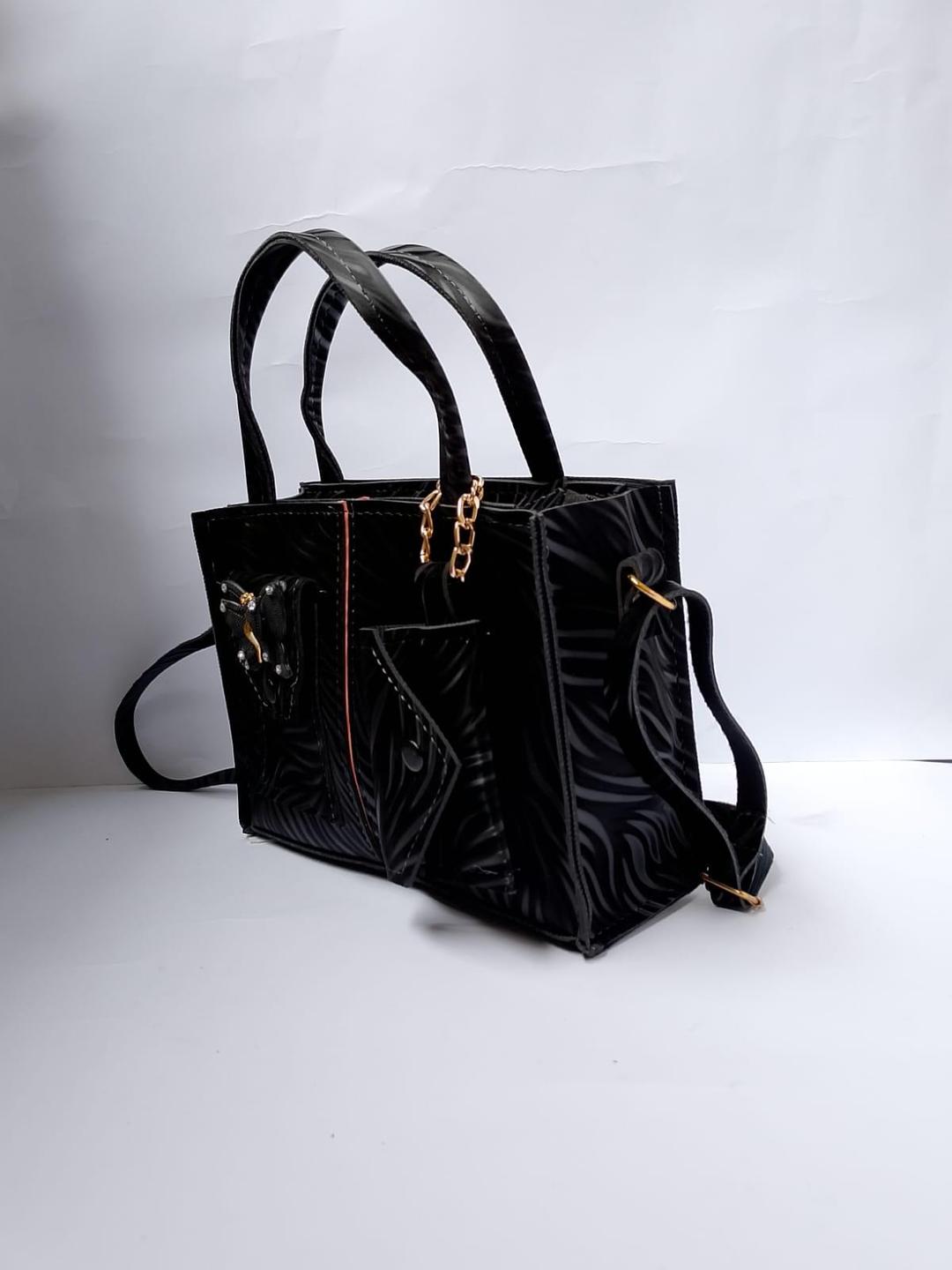 Women's PU Leather Beaded Hand Bag Set
