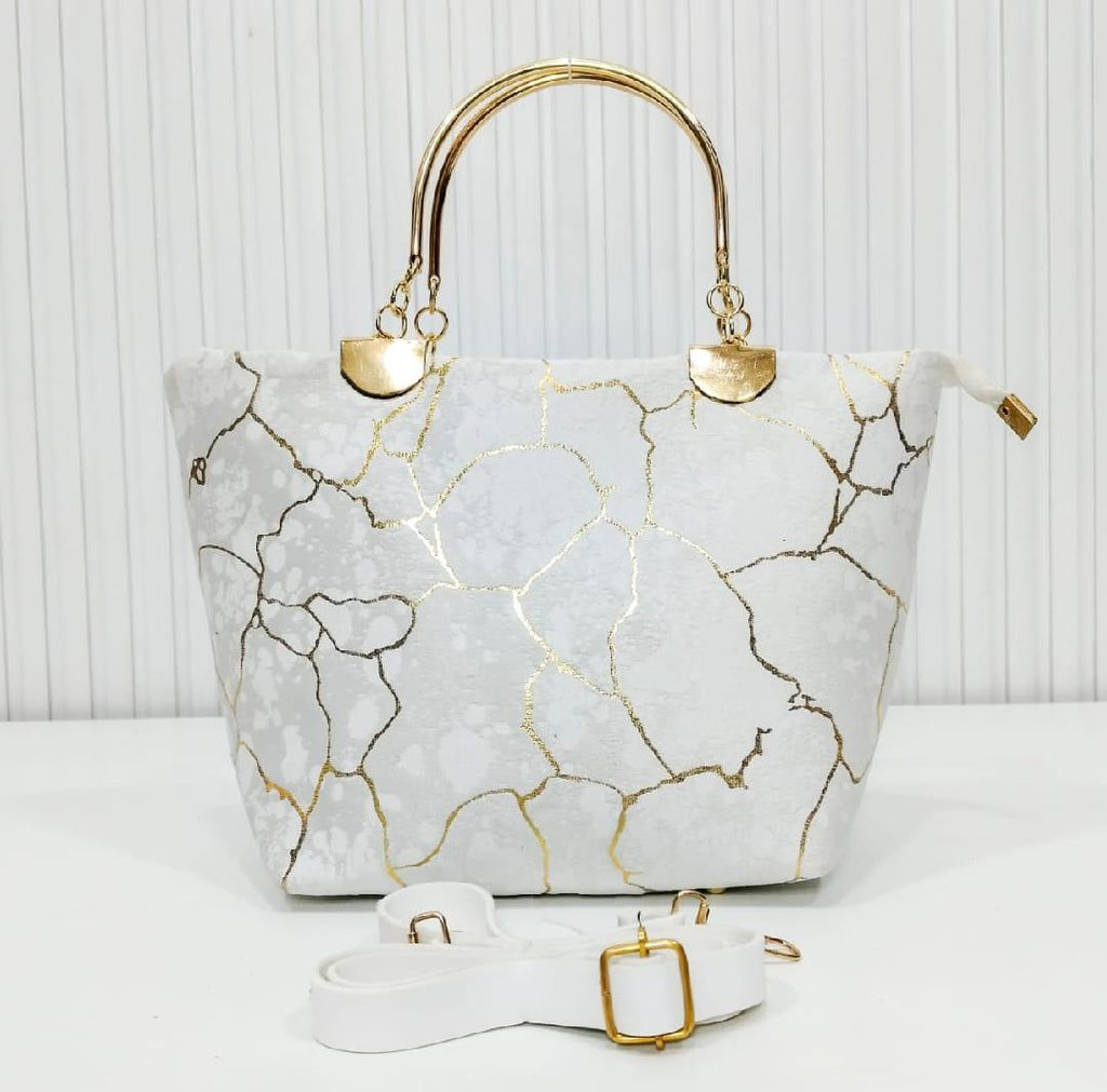 Chic Girl's Velvet Printed Hand Bag - 1 Pc
